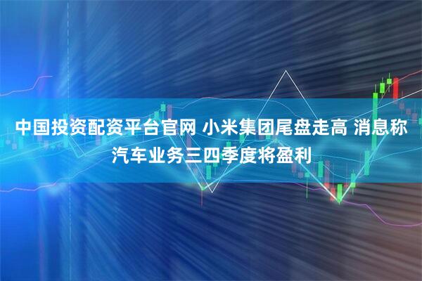 中国投资配资平台官网 小米集团尾盘走高 消息称汽车业务三四季度将盈利