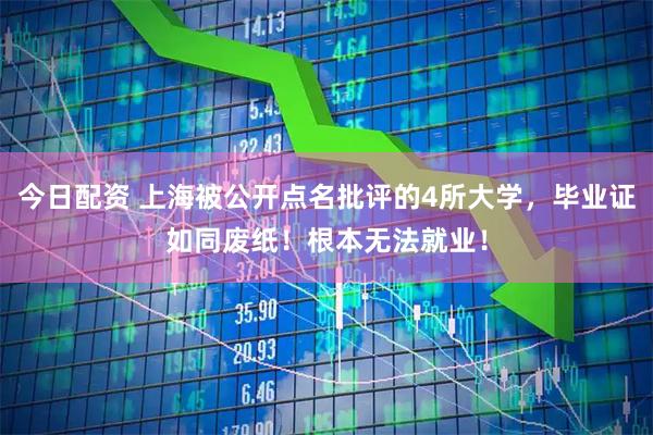 今日配资 上海被公开点名批评的4所大学，毕业证如同废纸！根本无法就业！