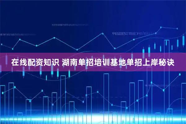 在线配资知识 湖南单招培训基地单招上岸秘诀